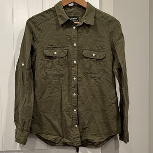 Express Forest Green Linen Shirt